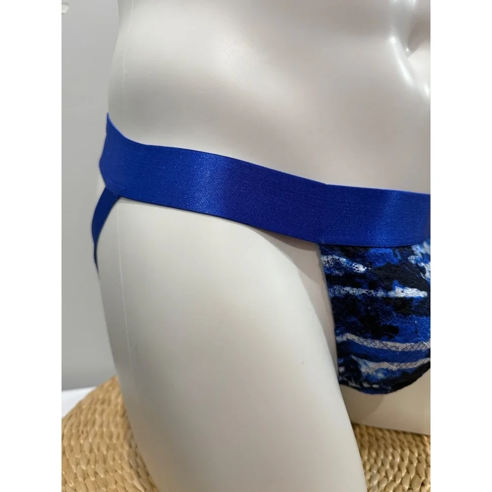 Cosabella Never Say Never Jock Strap Men's Lace Underwear Blue Print XL New